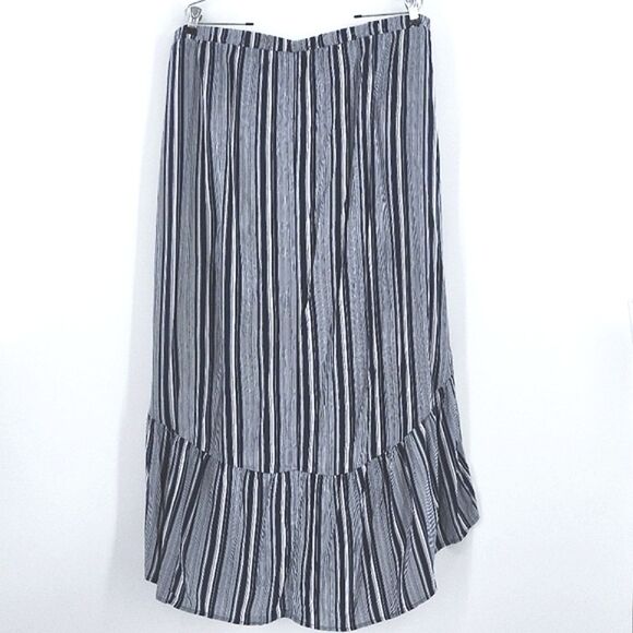 No Boundaries Midi Wrap Skirt Size XXL Blue Nautical Stripes Elastic Waistband - Picture 2 of 6